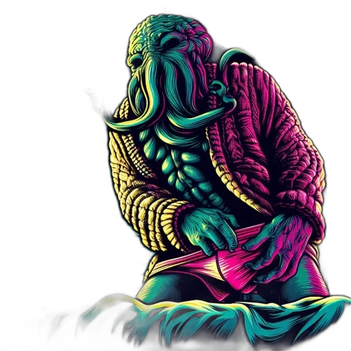 creature, jacket, mask, concept art, pixel art, fantasy art, comic book art, green transparent PNG cut-out