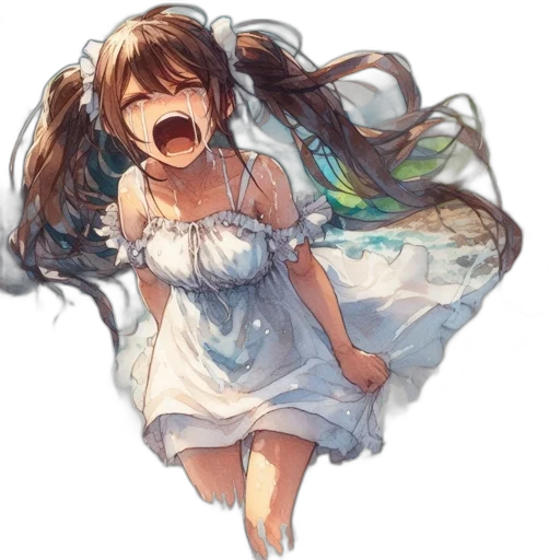 dress, face, mask, hair, anime, watercolor, photorealistic, concept art transparent PNG cut-out