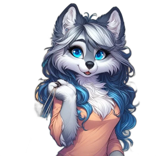 staff, dress, animal, fantasy art, watercolor, pixel art, concept art, blue transparent PNG cut-out