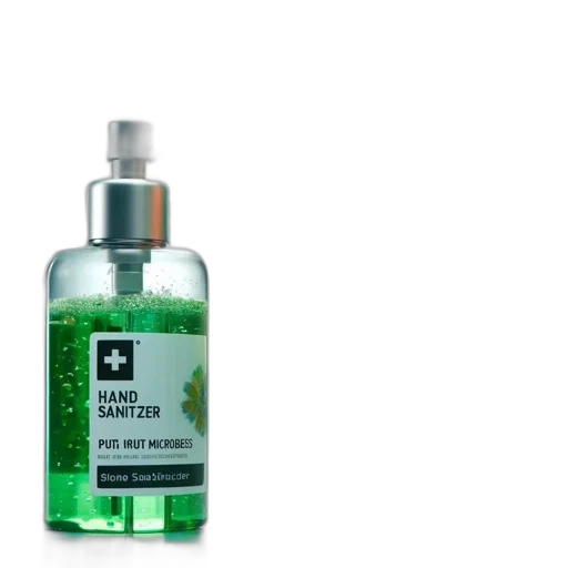 bottle, hand, sanitizer, laboratory, setting, dispenses, green, liquid transparent PNG cut-out