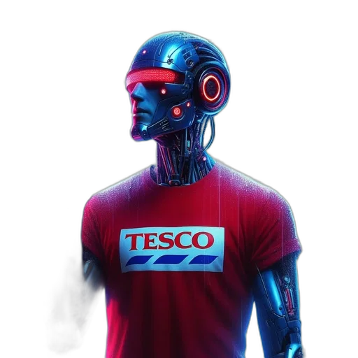 robot, mask, jacket, face, cyberpunk, concept art, vaporwave, comic book art transparent PNG cut-out