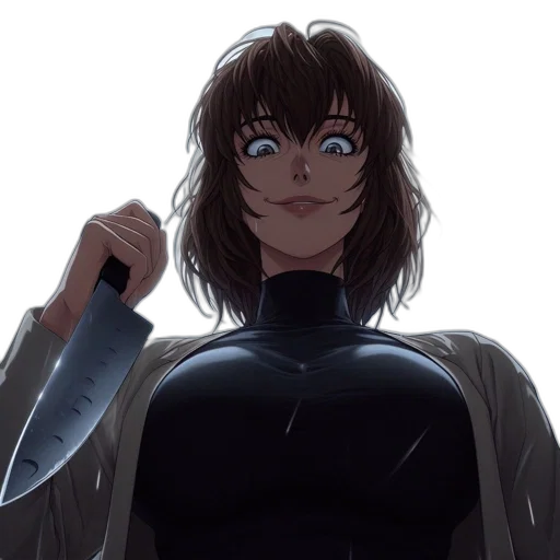sword, weapon, jacket, face, anime, comic book art, concept art, cartoon transparent PNG cut-out