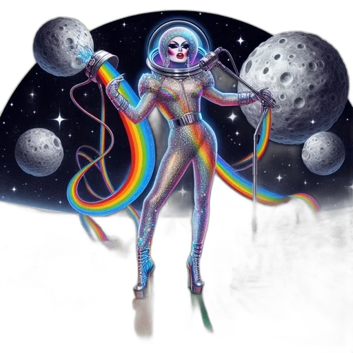 staff, concept art, fantasy art, comic book art, pixel art, outer space, colorful, figure transparent PNG cut-out