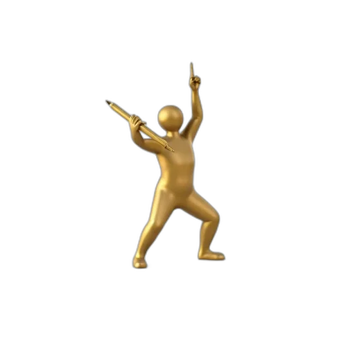 staff, jewelry, 3d render, golden, stylized, figure, person, holding transparent PNG cut-out