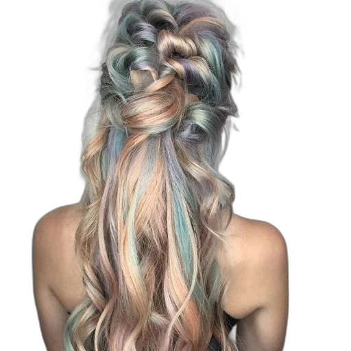 hair, dragon, dress, jewelry, vaporwave, watercolor, cyberpunk, photorealistic transparent PNG cut-out