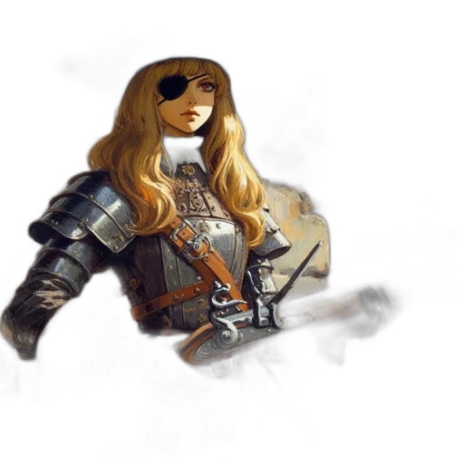 sword, robot, weapon, jacket, concept art, fantasy art, comic book art, watercolor transparent PNG cut-out