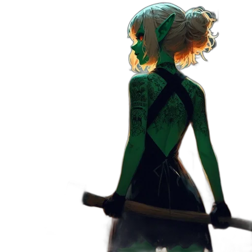 dress, staff, weapon, sword, concept art, fantasy art, comic book art, 3d render transparent PNG cut-out