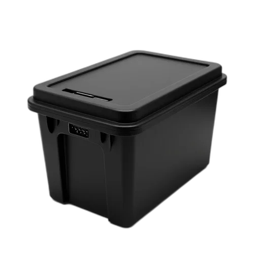 furniture, robot, 3d render, black, plastic, storage, box, rectangular transparent PNG cut-out