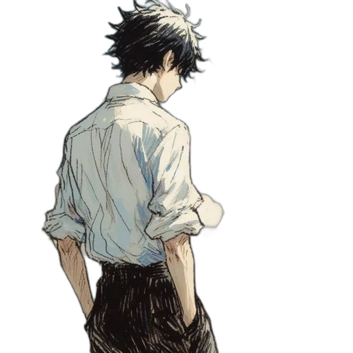 staff, dress, jacket, concept art, anime, watercolor, comic book art, monochrome transparent PNG cut-out