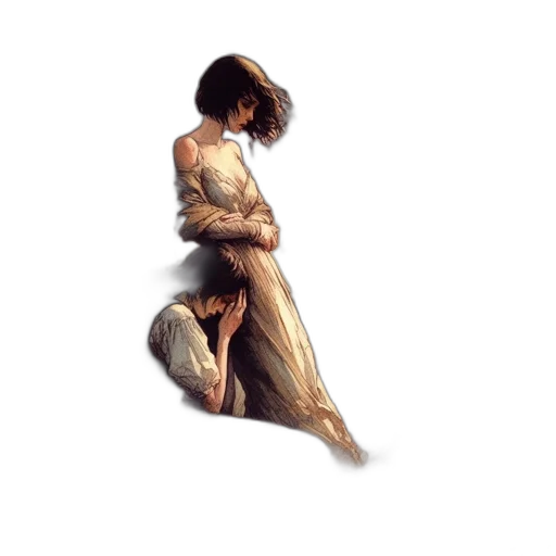 dress, hair, jewelry, staff, concept art, photorealistic, fantasy art, pixel art transparent PNG cut-out