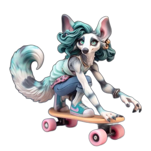 animal, staff, creature, concept art, vaporwave, anime, fantasy art, pastel transparent PNG cut-out