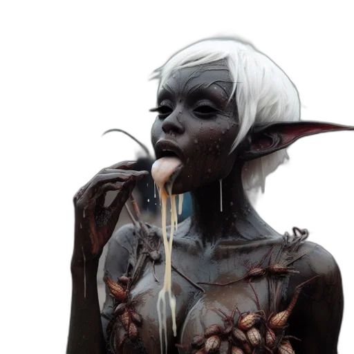 creature, mask, face, staff, concept art, fantasy art, comic book art, photorealistic transparent PNG cut-out
