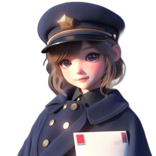 staff, jacket, hat, face, 3d render, concept art, photorealistic, anime transparent PNG cut-out