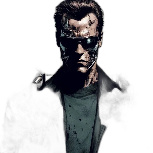 robot, face, comic book art, cyberpunk, concept art, photorealistic, man, intense transparent PNG cut-out