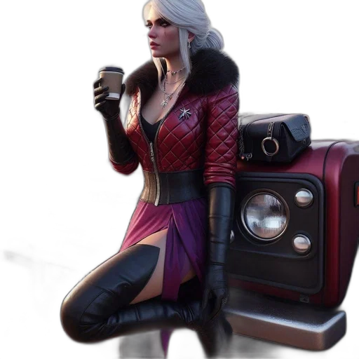 robot, jacket, staff, weapon, concept art, cyberpunk, fantasy art, 3d render transparent PNG cut-out