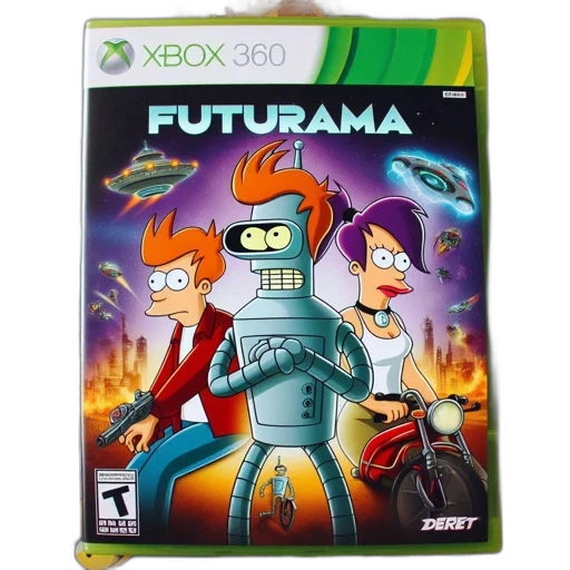concept art, xbox, 360, game, case, features, futurama, characters transparent PNG cut-out