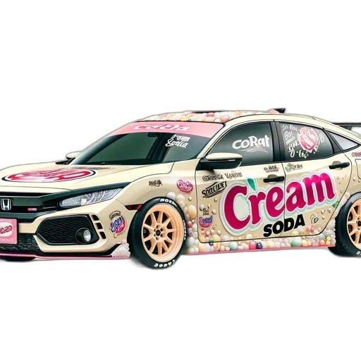 car, concept art, photorealistic, 3d render, cartoon, customized, honda, civic transparent PNG cut-out