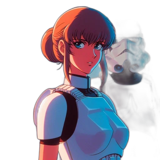 robot, dress, mask, face, anime, concept art, cyberpunk, comic book art transparent PNG cut-out