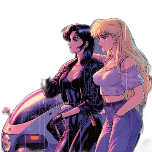 jacket, car, robot, comic book art, cyberpunk, vaporwave, concept art, neon lights transparent PNG cut-out