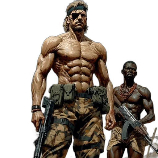concept art, comic book art, cyberpunk, fantasy art, two, men, one, eye transparent PNG cut-out
