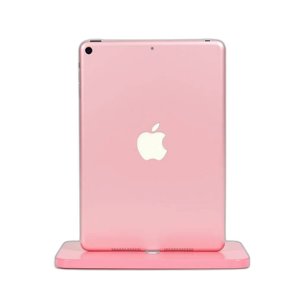 3d render, pastel, pink, ipad, displayed, white, apple, logo transparent PNG cut-out
