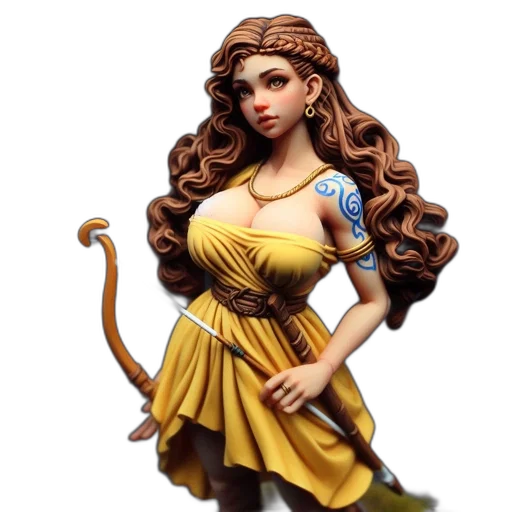 fantasy art, concept art, 3d render, photorealistic, detailed, figurine, shows, woman transparent PNG cut-out
