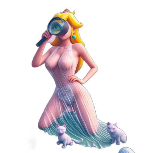 dress, creature, staff, concept art, pixel art, fantasy art, 3d render, underwater transparent PNG cut-out