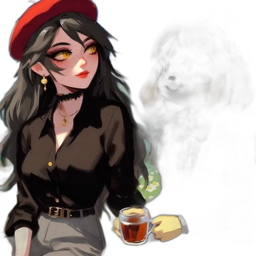 hat, staff, dress, concept art, pixel art, fantasy art, anime, fire transparent PNG cut-out