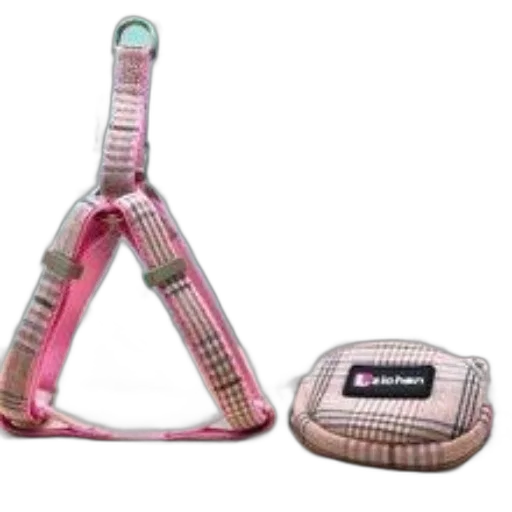 shoes, jewelry, pink, plaid, dog, harness, leash, set transparent PNG cut-out
