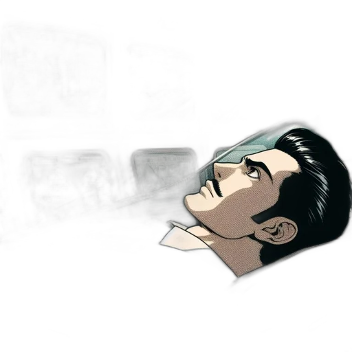 mask, staff, face, robot, cartoon, vaporwave, concept art, comic book art transparent PNG cut-out