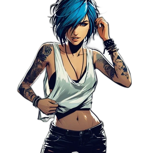 comic book art, cyberpunk, cartoon, concept art, blue, neon, dark, illustrated transparent PNG cut-out