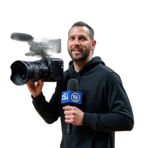 staff, weapon, jacket, animal, photorealistic, man, holding, camera transparent PNG cut-out