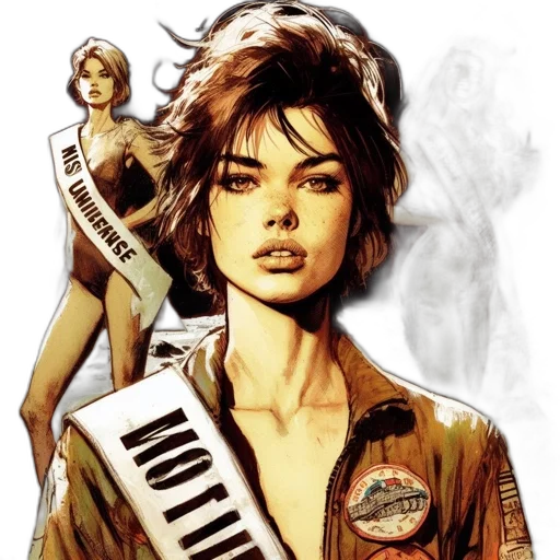 jacket, weapon, comic book art, concept art, cyberpunk, fantasy art, earth tones, three transparent PNG cut-out
