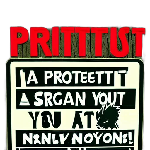 cartoon, sign, says, protect transparent PNG cut-out