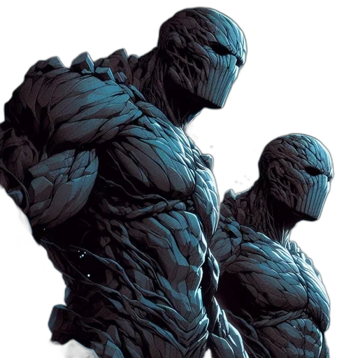 creature, comic book art, concept art, 3d render, fantasy art, dark, two, rock-like transparent PNG cut-out