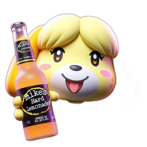 bottle, food, animal, 3d render, vaporwave, concept art, cartoon, yellow-and-white transparent PNG cut-out