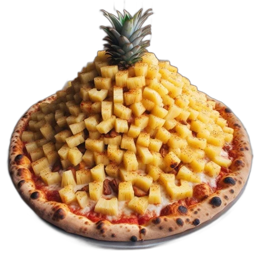 food, crown, hat, 3d render, artisanal, pizza, features, pineapples transparent PNG cut-out