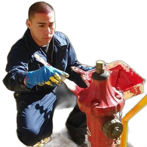 staff, weapon, robot, fire, person, blue, overalls, painting transparent PNG cut-out