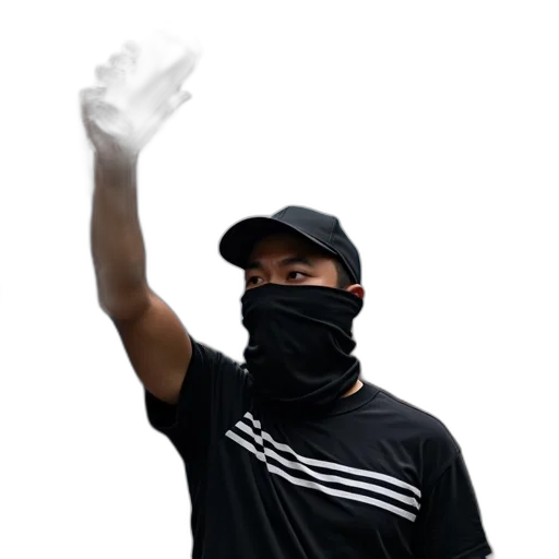 mask, staff, weapon, hat, concept art, photorealistic, pixel art, person transparent PNG cut-out