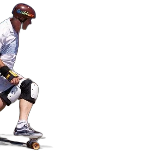 person, wearing, helmet, knee, pads, rides, skateboard, down transparent PNG cut-out