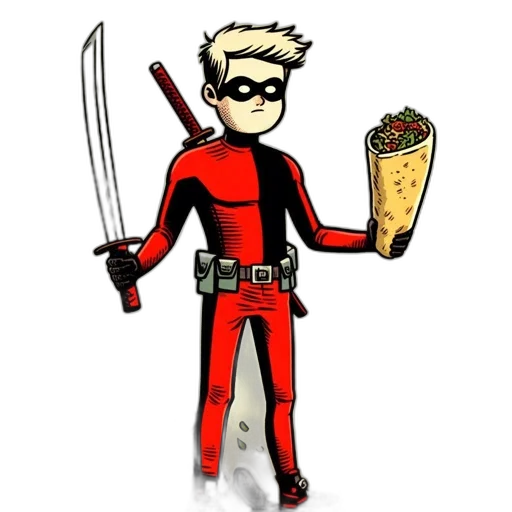 staff, comic book art, cartoon, concept art, pixel art, red, youth, superhero transparent PNG cut-out
