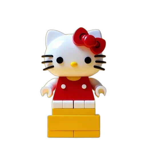 3d render, cartoon, concept art, lego, hello, kitty, doll, top transparent PNG cut-out
