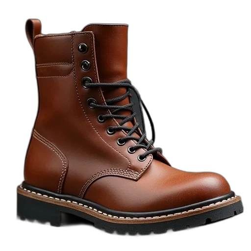 shoes, photorealistic, 3d render, brown, timber, men, steel, toe transparent PNG cut-out