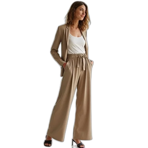 jacket, earth tones, women, pants transparent PNG cut-out