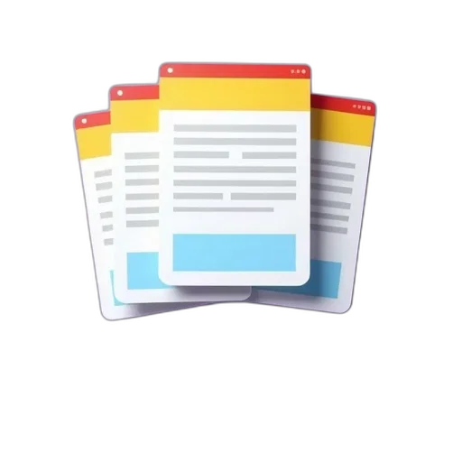 colorful, stack, five, identical, white, yellow, web, design transparent PNG cut-out