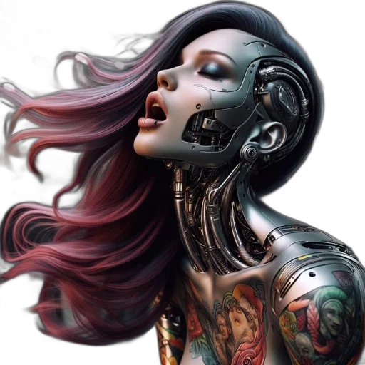 robot, face, jewelry, mask, cyberpunk, fantasy art, photorealistic, comic book art transparent PNG cut-out