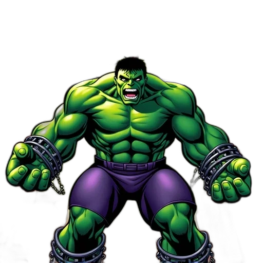comic book art, concept art, pixel art, 3d render, green, incredible, hulk, comic transparent PNG cut-out
