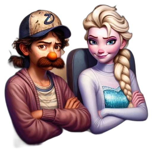fantasy art, pixel art, cartoon, concept art, underwater, two, animated, characters transparent PNG cut-out