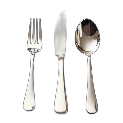 food, weapon, jewelry, 3d render, set, silverware, including, fork transparent PNG cut-out