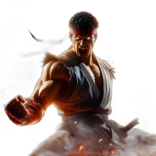 concept art, photorealistic, fantasy art, 3d render, intense, muscular, fighter, stands transparent PNG cut-out